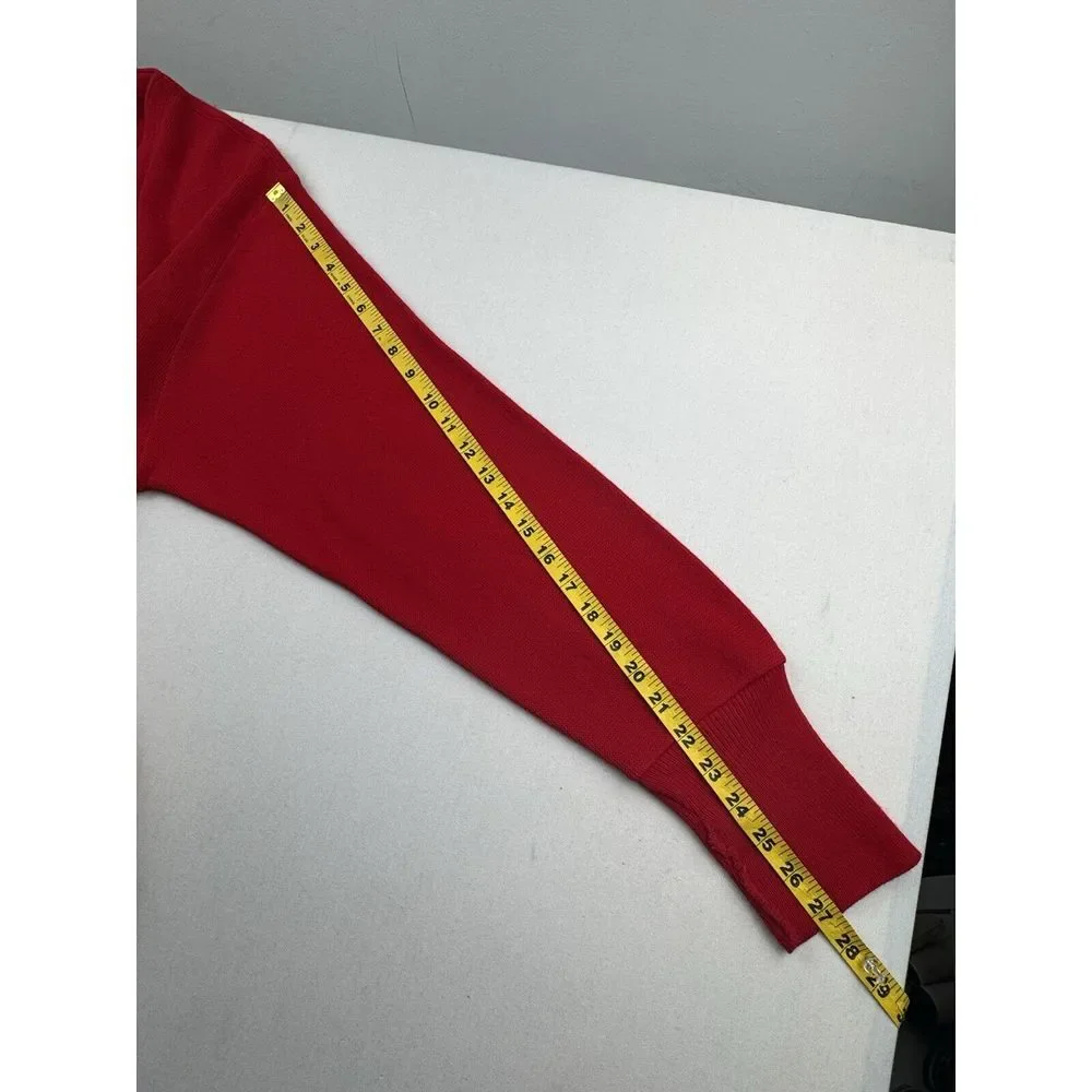 Vintage 90s Izod Cardigan Sweater XL‎ Button Red Made in USA Eclectic Grandpa